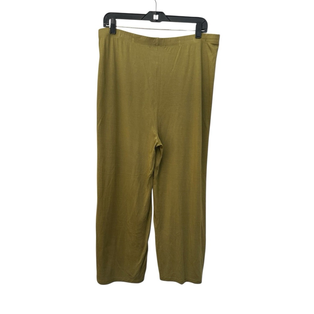 Gudrun Sjoden Green Stretchy Crop Wide Leg Pants XL Modal Boho Lagenlook #W1-9 - Picture 3 of 9